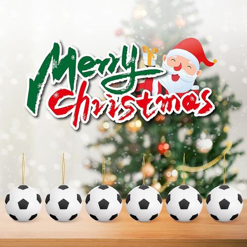 12 قطعة كرة قدم عيد الميلاد لتزيين شجرة عيد الميلاد، 2.6 بوصة كرة شجرة عيد الميلاد معلقة زخرفة رياضية ديكور in Kuwait