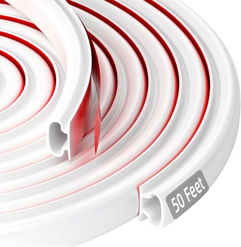 Rubber Weather Stripping Door Seal Strip, Self-Adhesive D-Shape Door Weather Stripping for Door Frame Window Insulation Soundproof Large Gap, Easy Cut to Size (23 FT,White) in Saudi Arabia