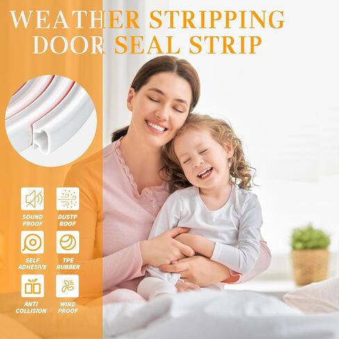 Rubber Weather Stripping Door Seal Strip, Self-Adhesive D-Shape Door Weather Stripping for Door Frame Window Insulation Soundproof Large Gap, Easy Cut to Size (23 FT,White) in Saudi Arabia