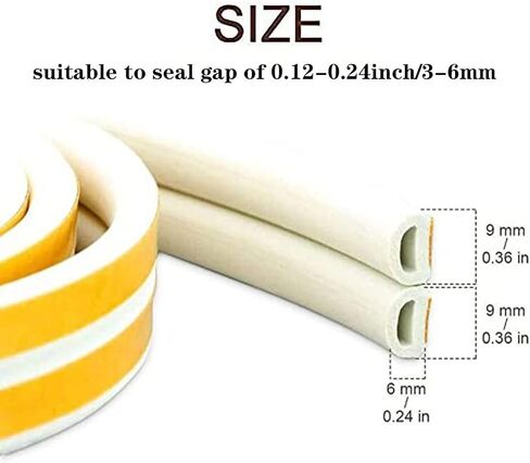 Weather Stripping D Type Door Seal Strip for Doors and Windows, Self AdhesiveSoundproof Weatherstrip, Against Cold Draught/Anti-Collision/Soundproof/Waterproof/Dustproof (19.7Ft-Black) in Saudi Arabia