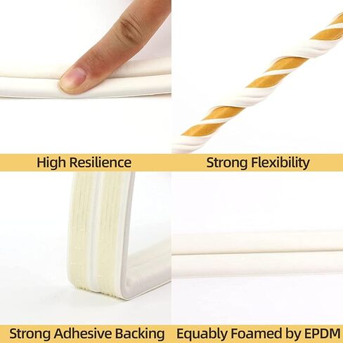 Weather Stripping D Type Door Seal Strip for Doors and Windows, Self AdhesiveSoundproof Weatherstrip, Against Cold Draught/Anti-Collision/Soundproof/Waterproof/Dustproof (19.7Ft-Black) in Saudi Arabia