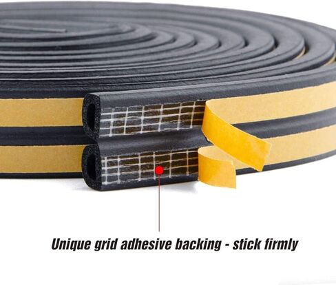 Weather Stripping D Type Door Seal Strip for Doors and Windows, Self AdhesiveSoundproof Weatherstrip, Against Cold Draught/Anti-Collision/Soundproof/Waterproof/Dustproof (19.7Ft-Black) in Kuwait