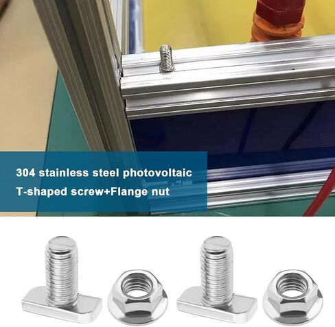 eMagTech 10 قطع براغي رأس مطرقة M10x25 مع صواميل شفة M10 من الفولاذ المقاوم للصدأ لمحات PV 28/15 برغي لنظام التركيب الكهروضوئي T Groove Rail in Kuwait