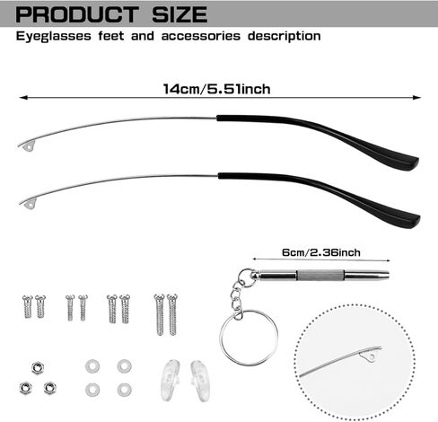 زوج واحد من أذرع استبدال النظارات المعدنية، استبدال ذراع أرجل النظارات العالمية - أرجل أذرع النظارات، براغي، غسالات لولبية، هيكل بديل للنظارات المعدنية لإصلاح النظارات in Kuwait