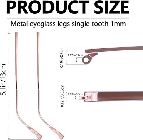 زوج واحد من أذرع استبدال النظارات المعدنية، استبدال ذراع أرجل النظارات العالمية - أرجل أذرع النظارات، براغي، غسالات لولبية، هيكل بديل للنظارات المعدنية لإصلاح النظارات in Kuwait