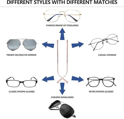 زوج واحد من أذرع استبدال النظارات المعدنية، استبدال ذراع أرجل النظارات العالمية - أرجل أذرع النظارات، براغي، غسالات لولبية، هيكل بديل للنظارات المعدنية لإصلاح النظارات in Kuwait