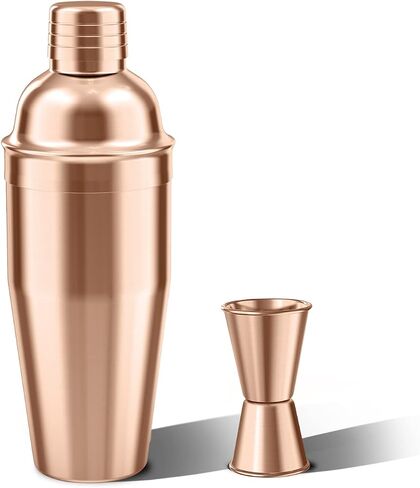 Cocktail Shaker with Double Measuring Jigger,18/8 Stainless Steel 24oz Martini Shaker Set,Drink Shaker Built-in Strainer,Bartender Kit. (Black) in Saudi Arabia