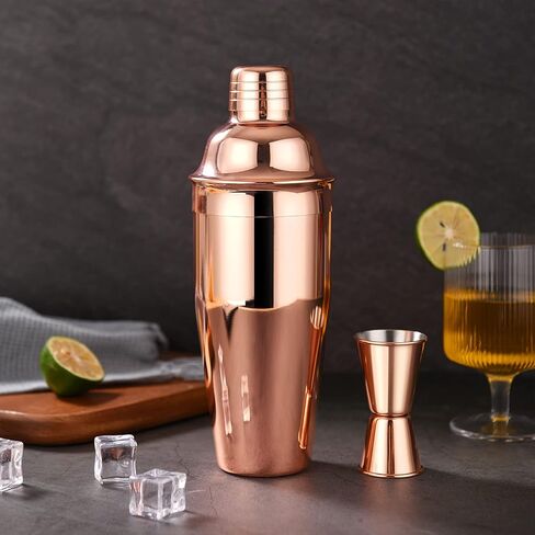 Cocktail Shaker with Double Measuring Jigger,18/8 Stainless Steel 24oz Martini Shaker Set,Drink Shaker Built-in Strainer,Bartender Kit. (Black) in Saudi Arabia