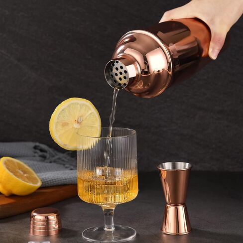 Cocktail Shaker with Double Measuring Jigger,18/8 Stainless Steel 24oz Martini Shaker Set,Drink Shaker Built-in Strainer,Bartender Kit. (Black) in Saudi Arabia