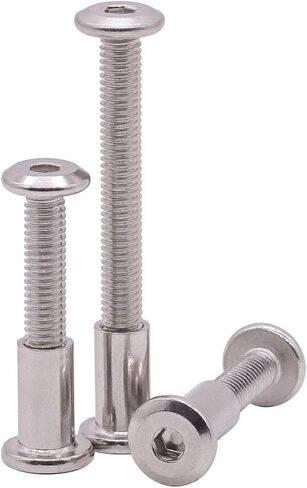 M6 x 35mm Furniture Screws Barrel Nuts Kit, 304 Stainless Steel 18-8, Binging Screws Posts for Beds Furnitures Leather Belt Screws, Allen Hex Drive, Full Thread UNC, 20 Sets in Saudi Arabia