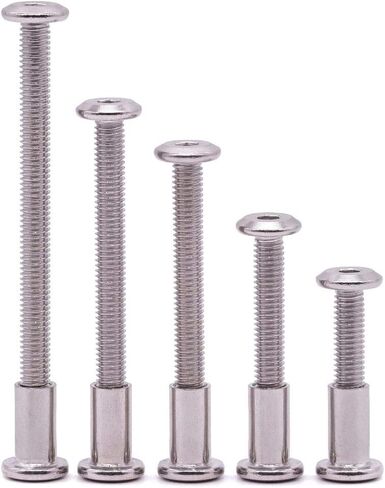 M6 x 35mm Furniture Screws Barrel Nuts Kit, 304 Stainless Steel 18-8, Binging Screws Posts for Beds Furnitures Leather Belt Screws, Allen Hex Drive, Full Thread UNC, 20 Sets in Saudi Arabia