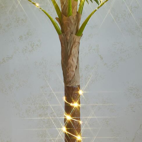 litbloom شجرة النخيل الاصطناعية مع أضواء 6FT 220 أضواء LED خرافية، مضاءة شجرة النخيل المكونات في داخلي خارج المنزل غرفة الفناء حمام السباحة الديكور in Kuwait