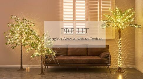 litbloom شجرة النخيل الاصطناعية مع أضواء 6FT 220 أضواء LED خرافية، مضاءة شجرة النخيل المكونات في داخلي خارج المنزل غرفة الفناء حمام السباحة الديكور in Kuwait