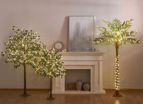 litbloom شجرة النخيل الاصطناعية مع أضواء 6FT 220 أضواء LED خرافية، مضاءة شجرة النخيل المكونات في داخلي خارج المنزل غرفة الفناء حمام السباحة الديكور in Kuwait