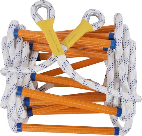 Emergency Fire Escape Ladder Flame Resistant Safety Extension Rope Ladder with 2 Hooks, 2 Story Homes Reusable Compact & Portable External Ladder (2M / 6.6FT) in Saudi Arabia