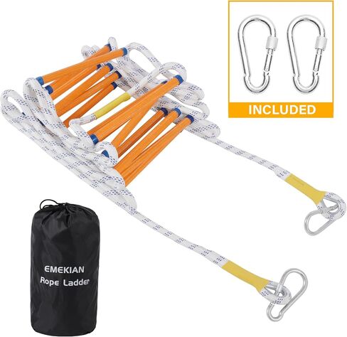 Emergency Fire Escape Ladder Flame Resistant Safety Extension Rope Ladder with 2 Hooks, 2 Story Homes Reusable Compact & Portable External Ladder (2M / 6.6FT) in Saudi Arabia