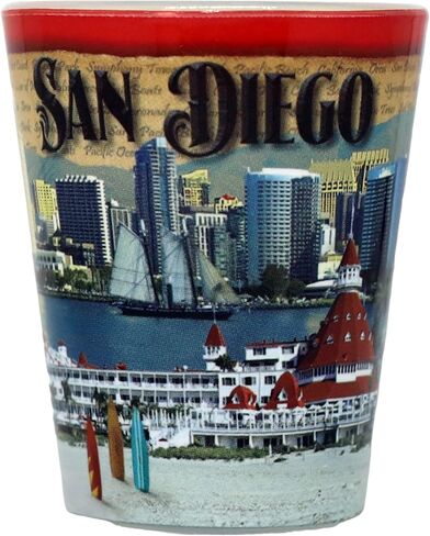 San Diego California Stamp Design Shot Glass in Saudi Arabia