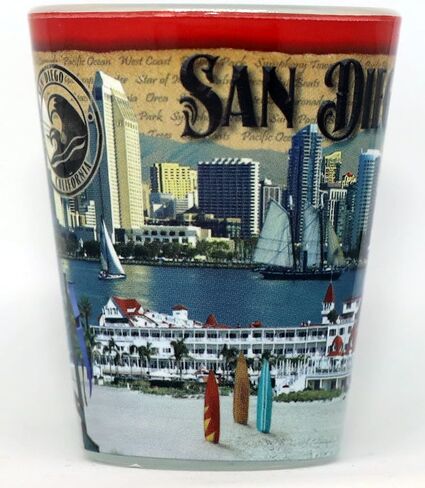 San Diego California Stamp Design Shot Glass in Saudi Arabia