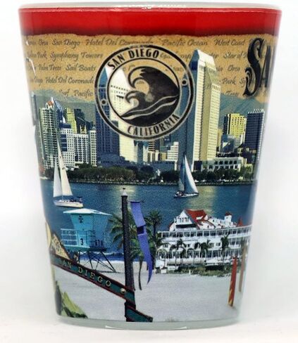 San Diego California Stamp Design Shot Glass in Saudi Arabia