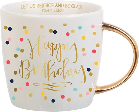 العلامات التجارية الإبداعية Faithworks-Slant كوب سيراميك بمقبض ذهبي، 14 أونصة، عيد ميلاد سعيد in Kuwait