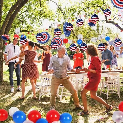 July 4th Hanging Balls – Red White and Blue Decorations – Ideal 4th of July Tree Ornaments - Patriotic Tree Ornaments to Celebrate Independence Day (24pcs) in Saudi Arabia