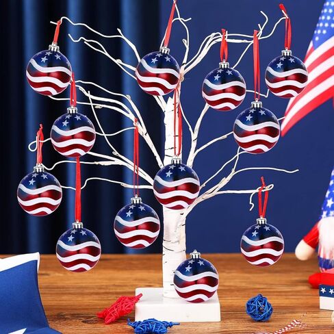 July 4th Hanging Balls – Red White and Blue Decorations – Ideal 4th of July Tree Ornaments - Patriotic Tree Ornaments to Celebrate Independence Day (24pcs) in Saudi Arabia