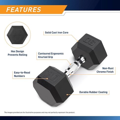 Marcy Inspire Rubber Hex Dumbbell - Available for 25lb - 50lb in Kuwait