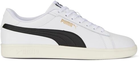 PUMA Men's Smash 3.0 Leather Sneaker, White Black Gold-Frosted Ivory, 9.5 in Saudi Arabia