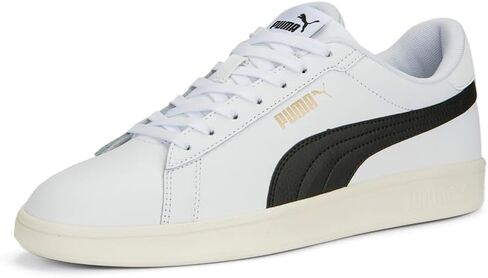 PUMA Men's Smash 3.0 Leather Sneaker, White Black Gold-Frosted Ivory, 9.5 in Saudi Arabia
