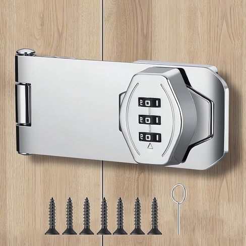 Mechanical Password Rotary Hasp Locks, 3 Digit Keyless Combination Lock for Cabinet Doors, Door Security Slide Latch Lock for Cabinets, Gate Locks for Barn Door, Bathroom, Outdoor in Saudi Arabia