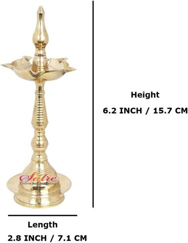 زيت ساماي نحاسي 5 وجوه، ساماي واقف ديباك، مصباح بوجا للمعبد، مصباح ديكور بارتفاع 6.2 بوصة مجموعة 2 (قطعتان) in Kuwait