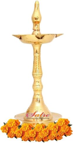 زيت ساماي نحاسي 5 وجوه، ساماي واقف ديباك، مصباح بوجا للمعبد، مصباح ديكور بارتفاع 6.2 بوصة مجموعة 2 (قطعتان) in Kuwait