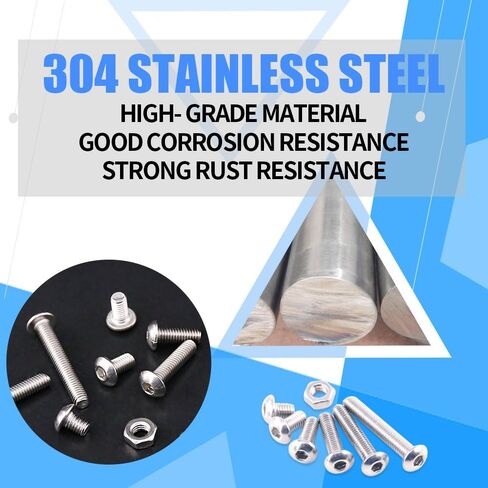 Glarks 230 قطعة M3 من الفولاذ المقاوم للصدأ Allen Hex Drive زر رأس مقبس غطاء مسامير وصواميل مجموعة متنوعة (M3) in Saudi Arabia
