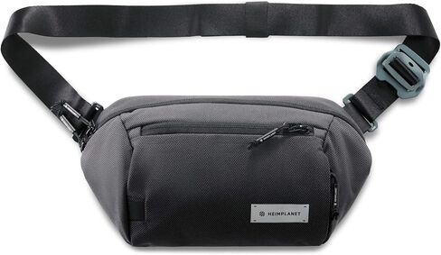 HEIMPLANET Original | Transit Line Sling Pocket XL | Water-resistant Waist Pack Made of Durable and Sustainable DYECOSHELL | Adjustable and Detachable Belt Buckle | Supports 1% for The Planet (Black) in Saudi Arabia