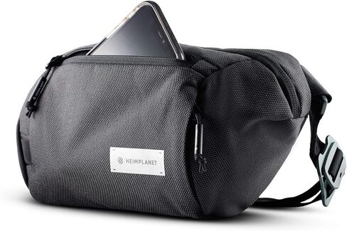 HEIMPLANET Original | Transit Line Sling Pocket XL | Water-resistant Waist Pack Made of Durable and Sustainable DYECOSHELL | Adjustable and Detachable Belt Buckle | Supports 1% for The Planet (Black) in Saudi Arabia