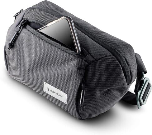 HEIMPLANET Original | Transit Line Sling Pocket XL | Water-resistant Waist Pack Made of Durable and Sustainable DYECOSHELL | Adjustable and Detachable Belt Buckle | Supports 1% for The Planet (Black) in Saudi Arabia