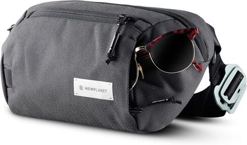 HEIMPLANET Original | Transit Line Sling Pocket XL | Water-resistant Waist Pack Made of Durable and Sustainable DYECOSHELL | Adjustable and Detachable Belt Buckle | Supports 1% for The Planet (Black) in Saudi Arabia
