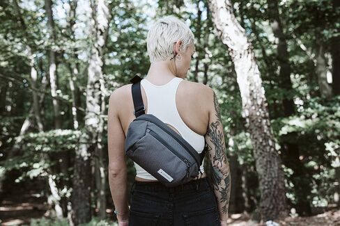 HEIMPLANET Original | Transit Line Sling Pocket XL | Water-resistant Waist Pack Made of Durable and Sustainable DYECOSHELL | Adjustable and Detachable Belt Buckle | Supports 1% for The Planet (Black) in Saudi Arabia