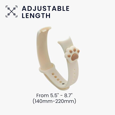 kwmobile Silicone TPU Band Compatible with Xiaomi Mi Band 8 Wristband - Cat White in Saudi Arabia