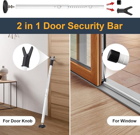 Door Stoppers,Heavy Duty Portable Door Lock,2-in-1 Adjustable Sliding Door Lock Bar,Door Barricade Security Bars for Window, Front Door, Patio Door, Apartment, Hotel Room in Saudi Arabia