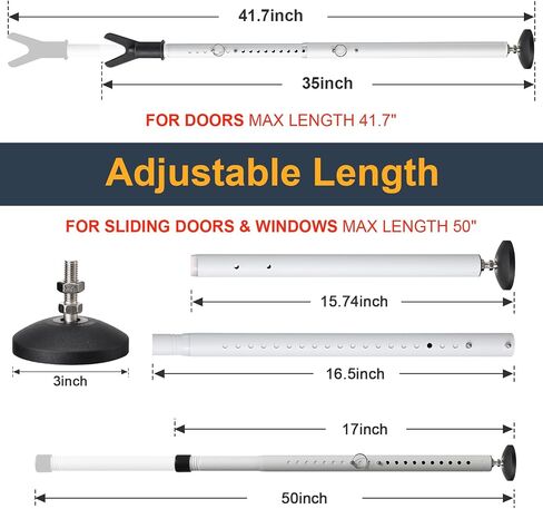 Door Stoppers,Heavy Duty Portable Door Lock,2-in-1 Adjustable Sliding Door Lock Bar,Door Barricade Security Bars for Window, Front Door, Patio Door, Apartment, Hotel Room in Saudi Arabia