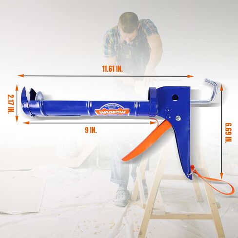 Caulking Gun, No Drip Caulk Gun,9" Drip Free Adjustable Hand Caulking Gun with Comfort Grip and 360° Rotary Design, Smooth Round Rod for 10oz Caulk Tubes,WCG4109D, Blue in Saudi Arabia