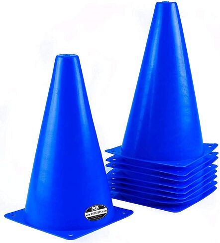 (10 قطع) مخروط رياضي بلاستيكي من تروي سيفتي CONE-9S مقاس 9 بوصة - أزرق in Kuwait