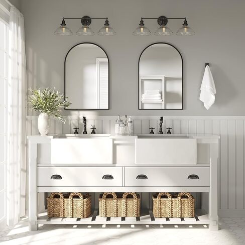 تصميمات بارنيارد مرآة مقوسة مقاس 24 × 36، مرآة بإطار معدني للجدار، مرايا زينة للحمام مثبتة على الحائط، أسود in Kuwait