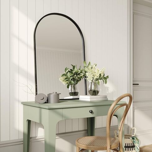 تصميمات بارنيارد مرآة مقوسة مقاس 24 × 36، مرآة بإطار معدني للجدار، مرايا زينة للحمام مثبتة على الحائط، أسود in Kuwait