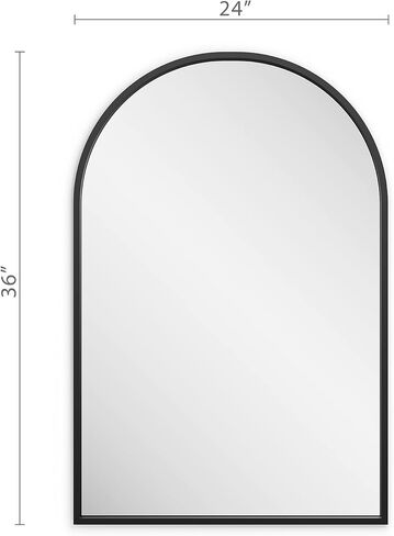 تصميمات بارنيارد مرآة مقوسة مقاس 24 × 36، مرآة بإطار معدني للجدار، مرايا زينة للحمام مثبتة على الحائط، أسود in Kuwait