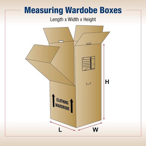 صناديق نقل خزانة الملابس من BOX USA، مقاس 60.96 سم طولًا × 50.8 سم عرضًا × 111.44 سم ارتفاعًا، التعبئة والنقل، شريط التعليق يباع بشكل منفصل، كرافت (عبوة من 5 قطع) in Saudi Arabia