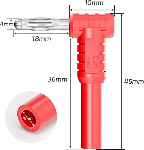 Goupchn 4 مللي متر الزاوية اليمنى موصلات قابس الموز 4 قطعة 4 مللي متر ذكر إلى 4 مللي متر موصل سالب الأحمر والأسود للاتصال الكهربائي اختبار in Kuwait