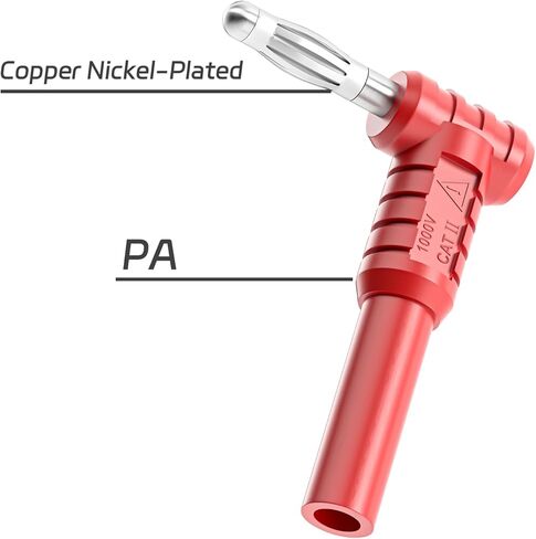 Goupchn 4 مللي متر الزاوية اليمنى موصلات قابس الموز 4 قطعة 4 مللي متر ذكر إلى 4 مللي متر موصل سالب الأحمر والأسود للاتصال الكهربائي اختبار in Kuwait