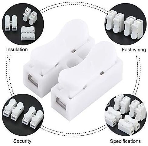 100pcs 10A 220V 2 Pin Push Quick Wire Cable Connector Spring Clamp Terminal White Wiring Terminal Fast Wire Connection Operation in Saudi Arabia